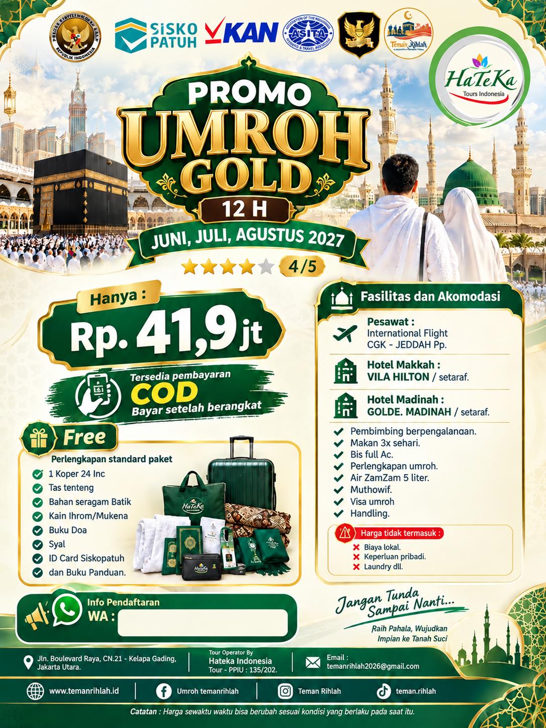 Open Group UMROH GOLD 12 H - Jun, Juli, Agust 2027