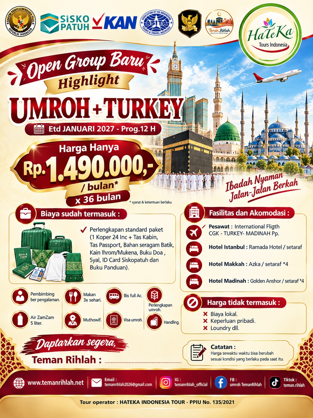 Umroh plus Turkey 12 H