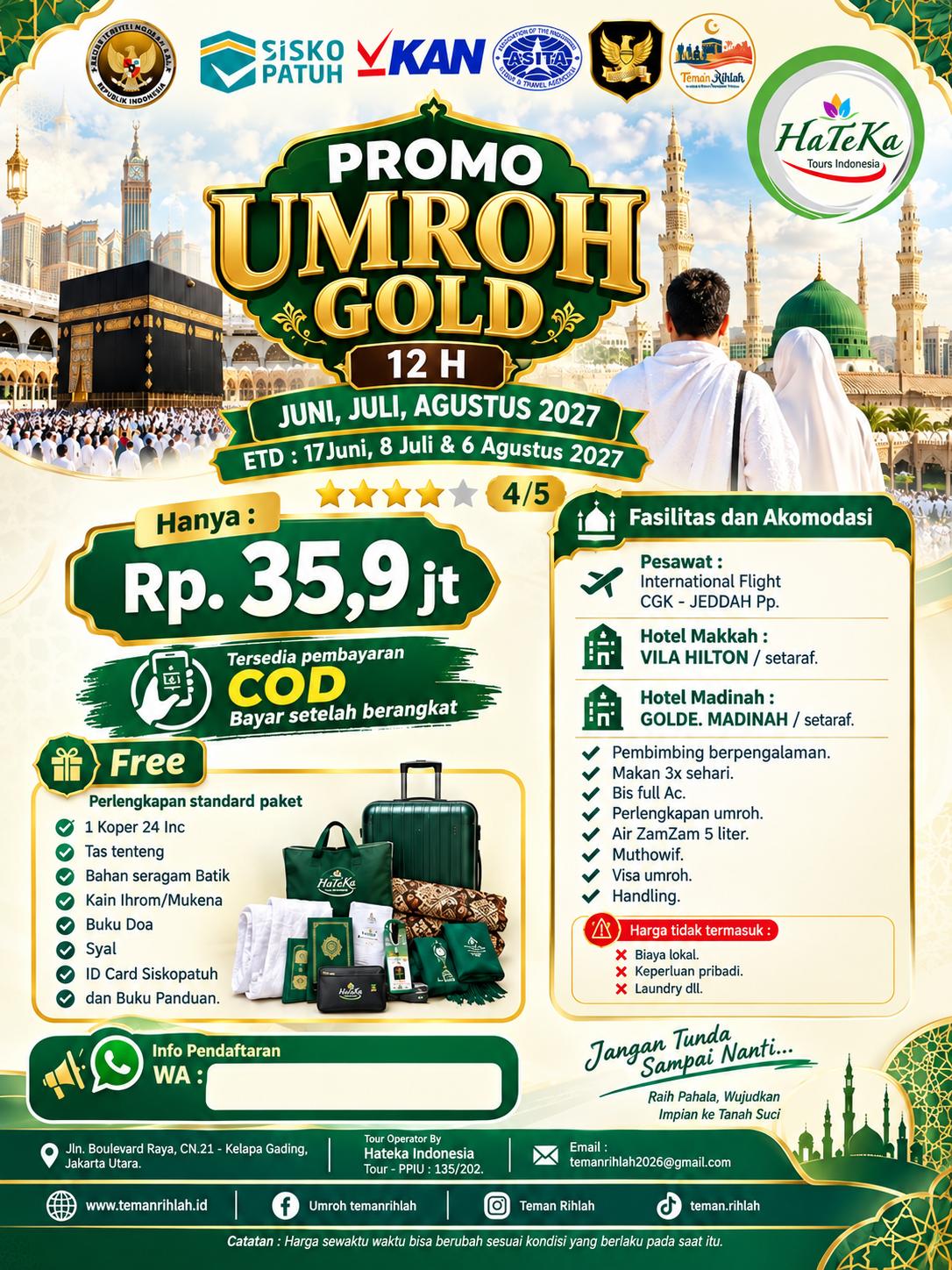 PROMO UMROH GOLD 12 H - Jun, Jul, Agust 2027